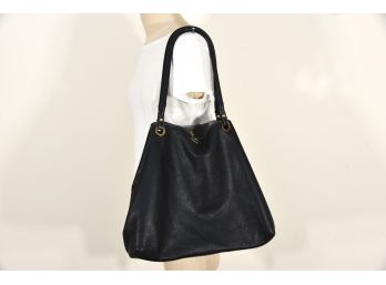 Soft Black Leather  Grey Suede Hobo Bag - Reversible