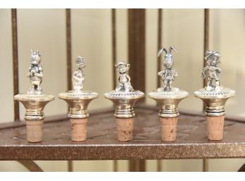 Disney Character Silver Cork Bottle Stoppers - Collection Of Donald Duck, Pinocchio, Daisy Duck,  Dopy And