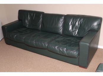 Green Leather Sofa In Good Condition 88 X 35 X 30