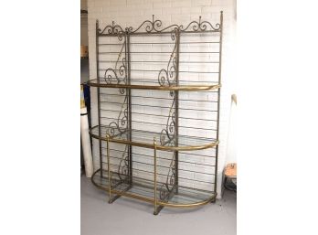 Parisian Iron And Brass Bakers Rack With Glass Shelves 61 X 20 X 78.5