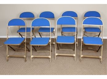 Set Of 8 Blue Fabric Folding Chairs With Storage Bags (Set 2) 14 X 14 X 31.5