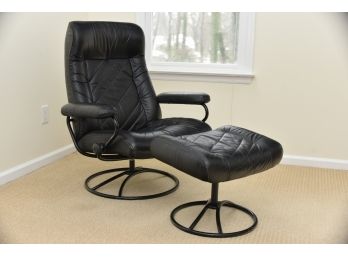 Black Leather Reclining Chair And Ottoman
