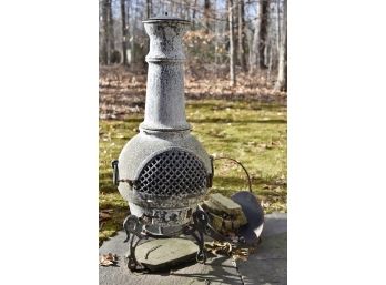 Outdoor Chiminea With Metal Log Holder