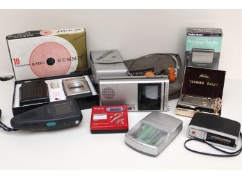 Vintage Pocket Radio Collection Including SONY Walkman & Watchman