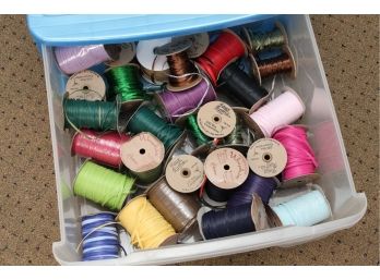 Assortment Of Ribbons With Storage Bin