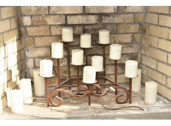 Vintage Wrought Iron Fire Place Candle Stand With Candles