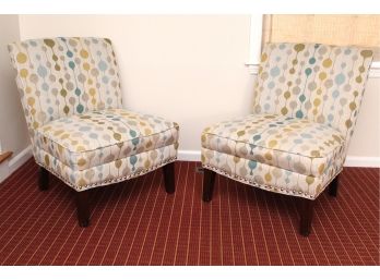 Pair Of E&E Co. Fabric Accent Chairs With Nailhead Trim 27 X 22 X 23