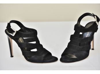 Gianvito Rossi Black Suede Heels Size 37.5 Retail $795