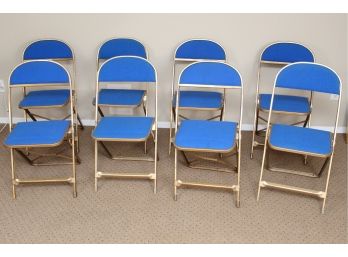 Set Of 8 Blue Fabric Folding Chairs With Storage Bags (Set 1) 14 X 14 X 31.5