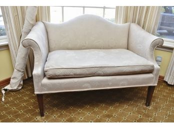 Chippendale Loveseat Covered In Schumacher Fabric With Extra Fabric Roll