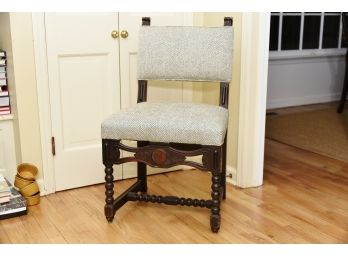 Antique Restored And Recovered Spindle Side Chair No Arms 21 X 17 X 35