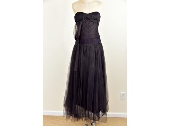 Vera Wang Black Label 100 Purple Evening Gown With Rouched Bodice