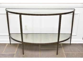Crate And Barrel Forged Steel Hand Hammered Demilune Table