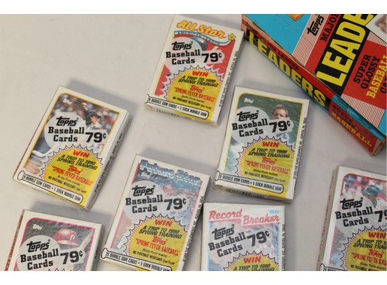 1986 Topps Glossy Major League Leaders Unopened Box & 1989 Topps Unopened Cello Packs Rookies & Stars
