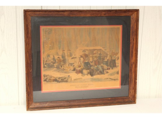 N. Currier American Forest Scene Maple Sugaring 26 X 23