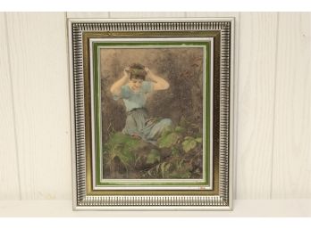 Vintage Hand Colored Lithograph Print Appraised At $250 18 X 15.5