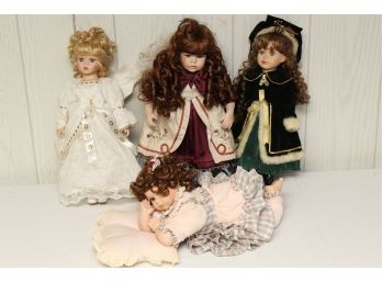 Group Of 4 Porcelain Dolls Including Y2k Angel