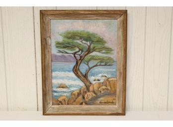 Caramel Cypress By Clara Leach Vintage Oil On Canvas 19 X 15 Appraised At $250