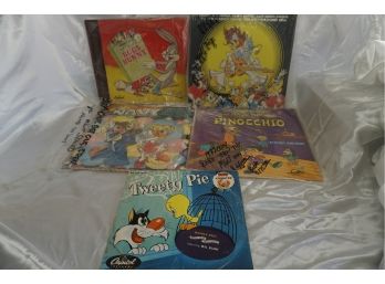 Collection Of Records Including Tweety Pie, Bugs Bunny, And Rare 'chipmunks See Doctor Doolittle' LP -1