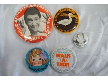 Group Of Vintage Pins Including Walk-a-thon And Dolly Dingle -1