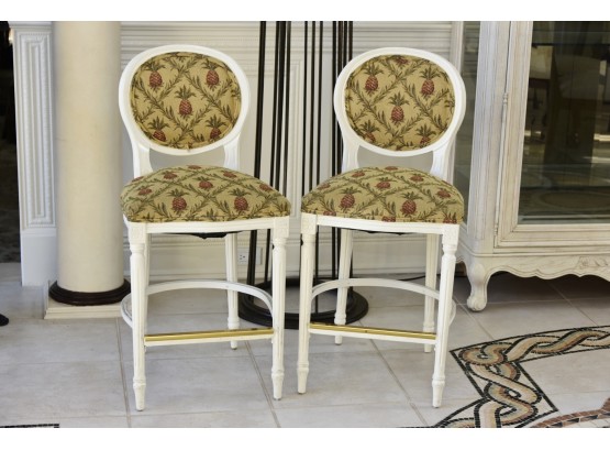 Pair Of Pineapple Fabric Counter Height Chairs 16 X 18 X 39 (Seat Height 24')