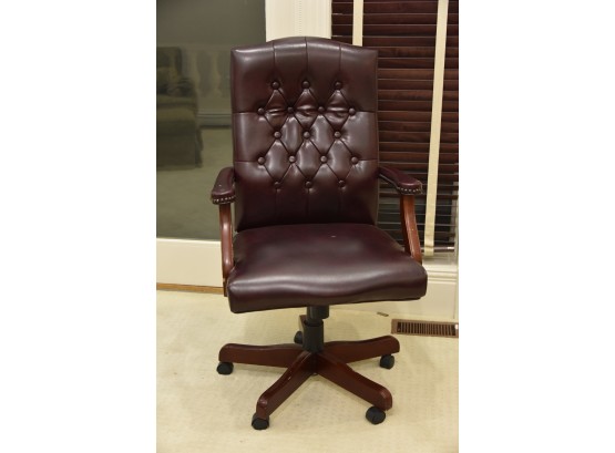 Burgundy Leather Desk Chair With Nailhead Trim 26.5 X 20.5 X 46