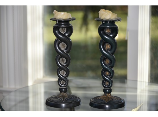 Pair Of Molded Candle Holders