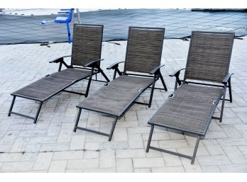Set Of 3 Outdoor Chaise Lounge Chairs 49 X 26 X 35
