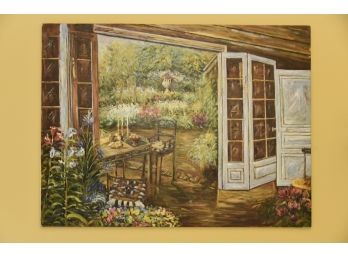 'Garden Dining' Large Canvas Painting 48 X 36
