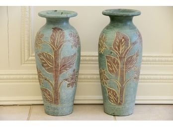 Pair Of Large Decorative Urns 20' Tall