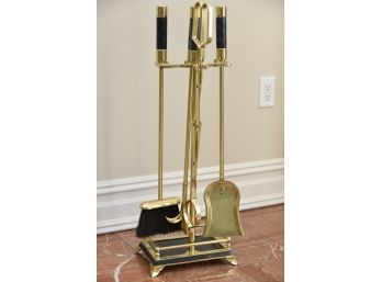 Brass Fireplace Tool Set With Marble Handles 31' Tall