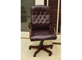 Burgundy Leather Desk Chair With Nailhead Trim 26.5 X 20.5 X 46