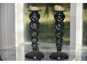 Pair Of Molded Candle Holders