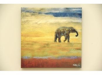 Matthew Lew 'Elephant Stroll' Limited Edition Gilcee Print On Canvas
