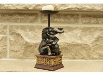Oil Rubbed Bronze Finish Metal Elephant Candle Stand