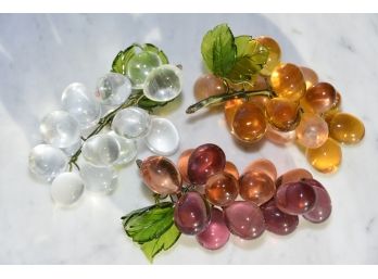 Decorative Glass Grapes - 3 Clusters