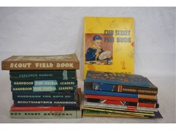 Collection Of Official Boy And Cub Scout Handbooks Including Field Book, Patrol Leader, And Scoutmaster