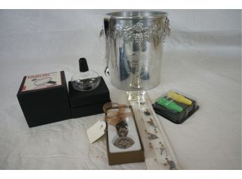 Group Of Wine Accessories Including Vinoglobe Aerator, Bottle Stoppers, Wine Charms And Vintage Ice Bucket