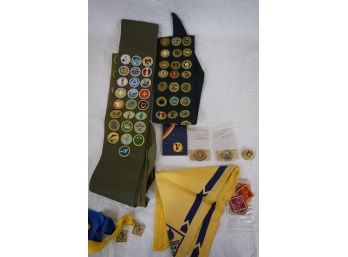 Vintage Lot Of Boy And Cub Scout Patches, Sashes, And Medals