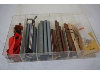 Box Of Vintage Model Railroad Wooden And Metal Rods