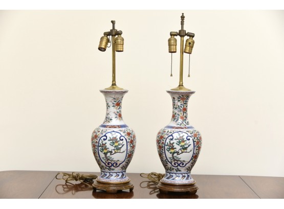 Gorgeous Pair Of Vintage Porcelain Table Lamps