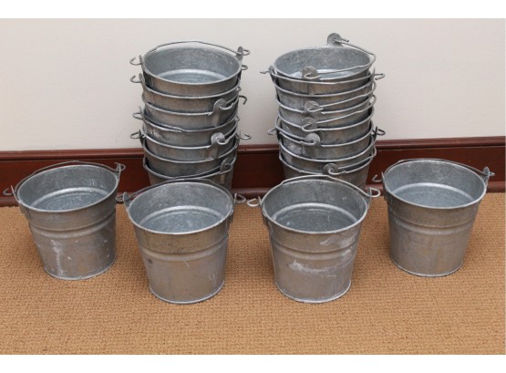 Lot Of 18 Small Tin Pails 5.5' Tall