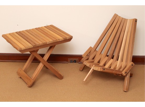 Wooden Folding Table & Chair