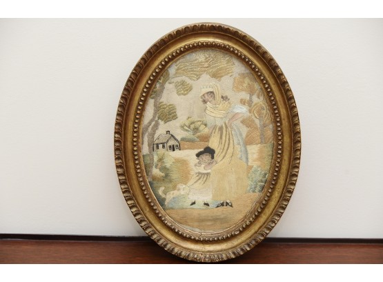 Antique Silk Oval Framed 8 X 10