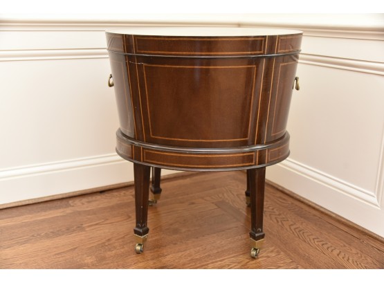 Oval Flip Top Mahogany Side Table/ Wine Cooler