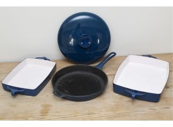 Vintage Blue Dansk Cast Iron Cooking Set