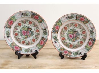 Pair Of Hand Painted Asian Display Plates