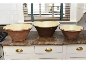 Three Large Antique Bowls (See Photos For Sizes)