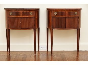 Pair Of Vintage Mahogany Demilune Bedside Tables