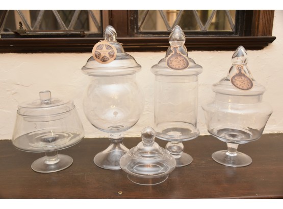 Set Of 4 Glass Lidded Jars